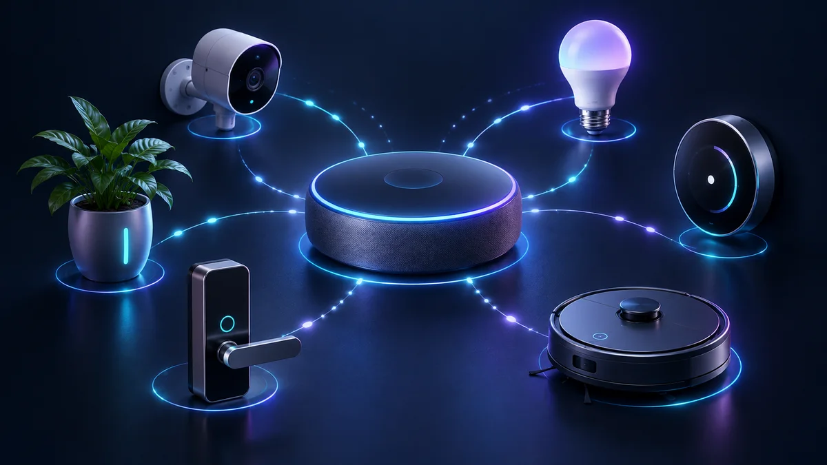 Objets connectés reliés à une centrale domotique