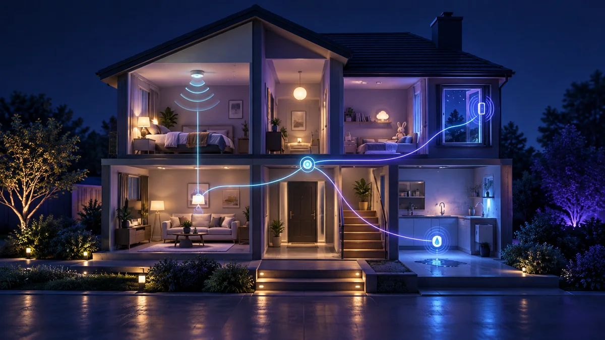 Maison miniature avec capteurs et éclairages automatisés