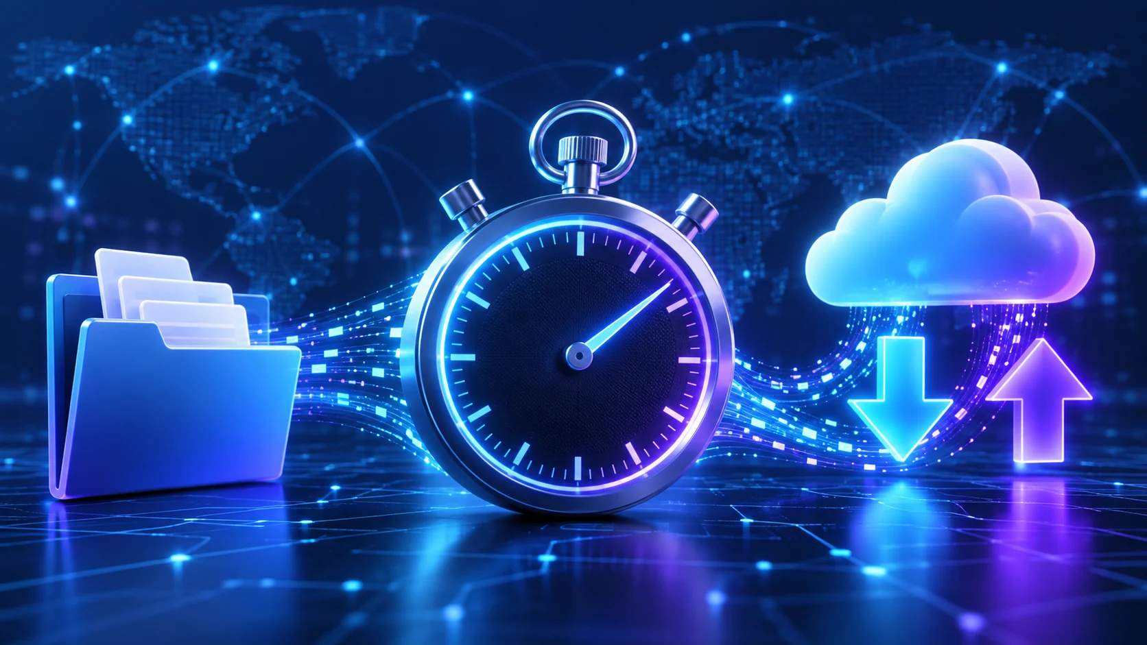 Fichier numérique transféré entre deux appareils avec un chronomètre