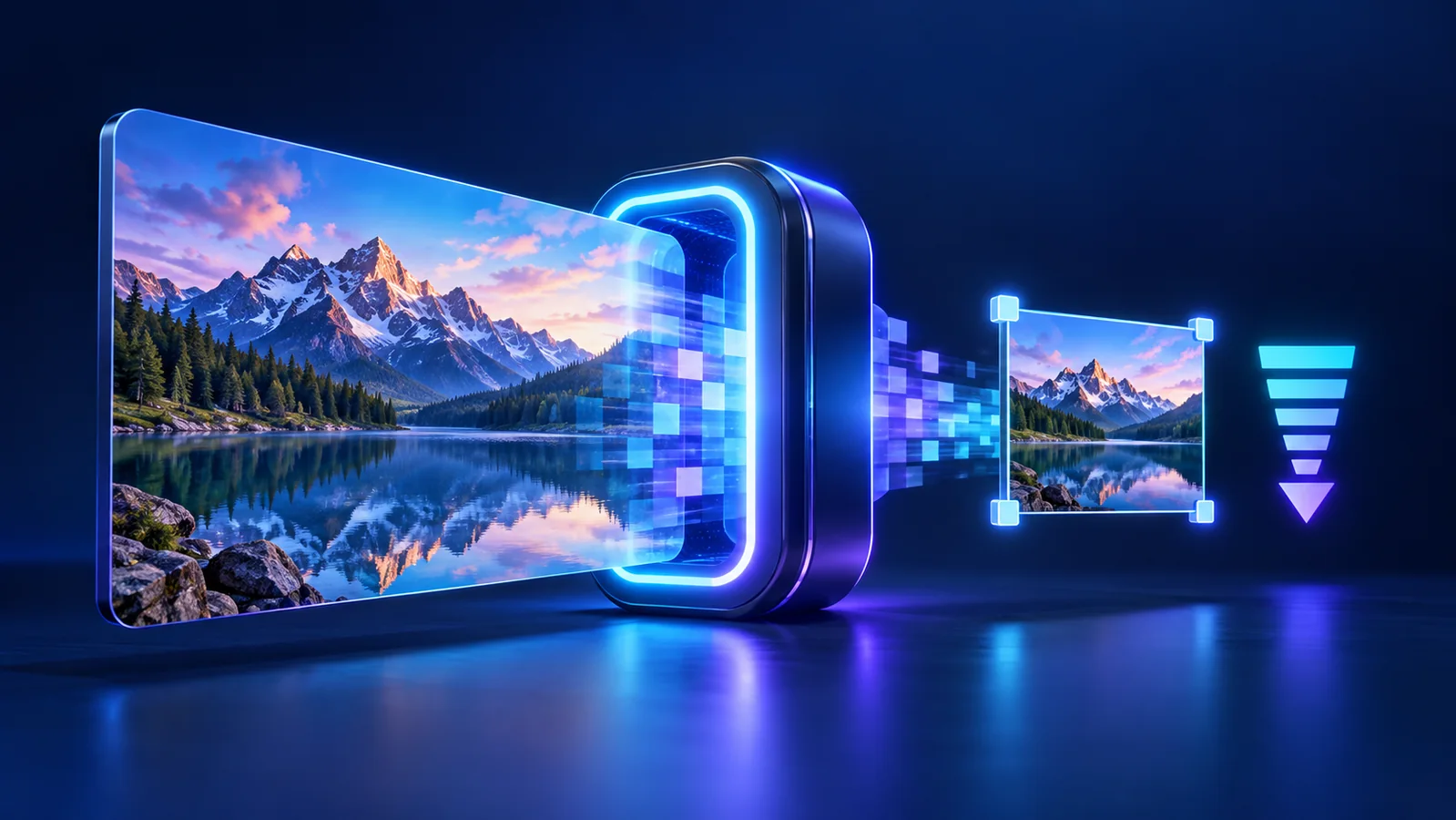 Grande photo transformée en une image plus légère et redimensionnée