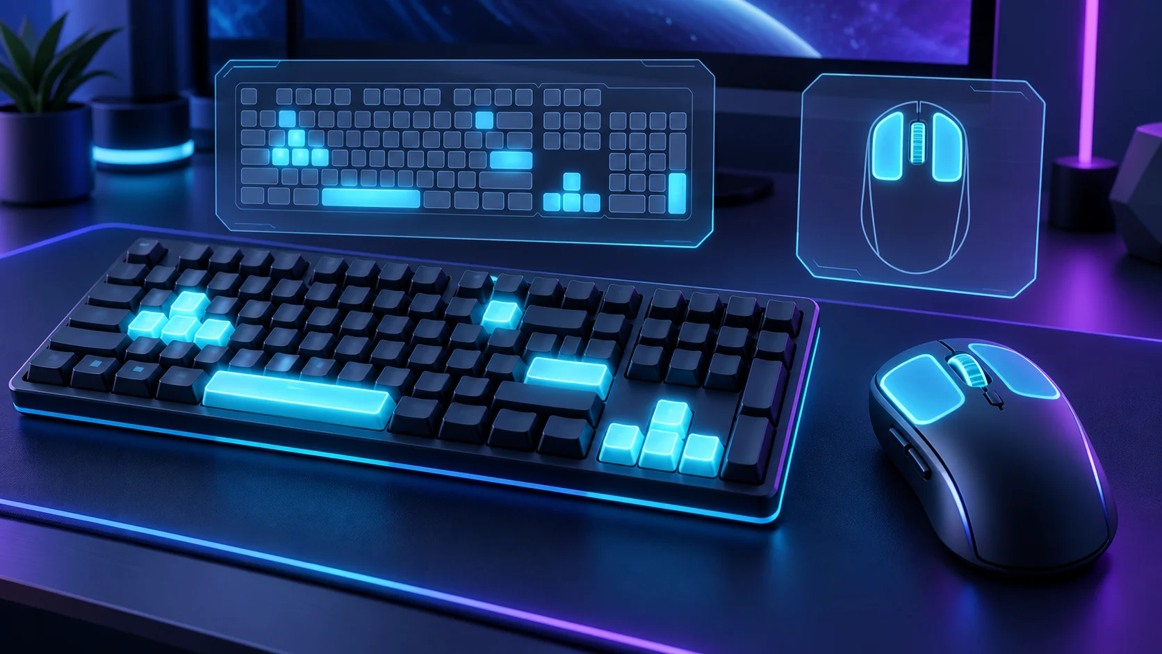 Clavier et souris lumineux soumis à un test numérique