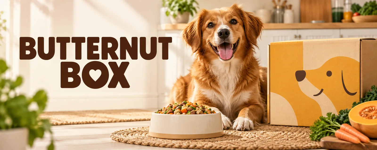 Bandeau Butternut Box orange : chien et repas