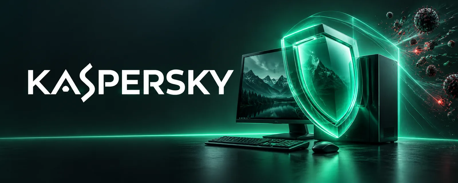 Bandeau Kaspersky vert : protection informatique