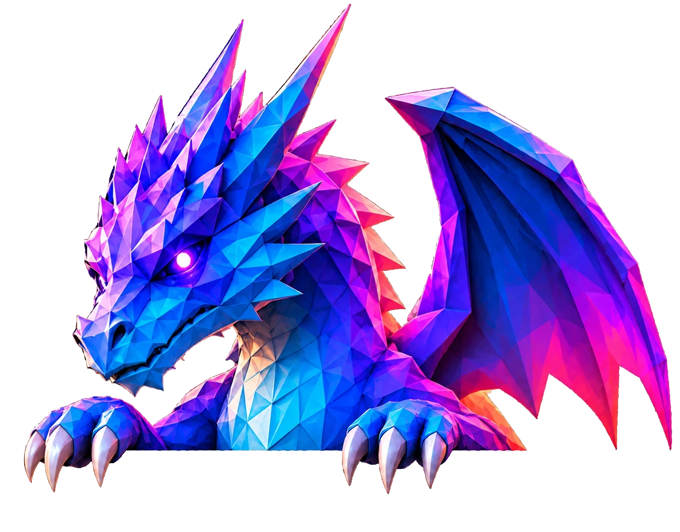 Le Dragon bleu et violet à écailles de cristal